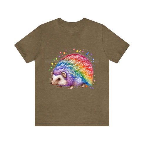 Rainbow Hedgehog - Short Sleeve Tee Heather Olive